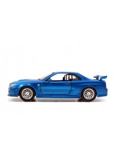 1:32 NISSAN SKYLINE GT-R (R34) FREE ROLLING BLUE FF 2002