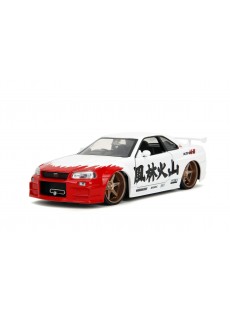 1:24 NISSAN SKYLINE GTR R34 W/RYU'S FIGURE WHITE HOLLYWOOD RIDES