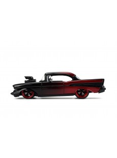 1:24 CHEVROLET BEL AIR GLOSSY BLACK & CANDY RED PINK SLIPS 1957