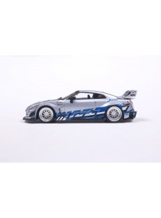 1:43 NISSAN GT-R (R35) LIBERTY WALK SILHOUETTE SILVER AND BLUE STRIPE