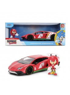1:24 LAMBORGHINI AVENTADOR SV W/KNUCKLES FIGURE RED HOLLYWOOD RIDES