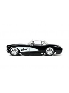 1:24 CHEVROLET CORVETTE W/WOLFMAN FIGURE BLACK HOLLYWOOD RIDES 1957
